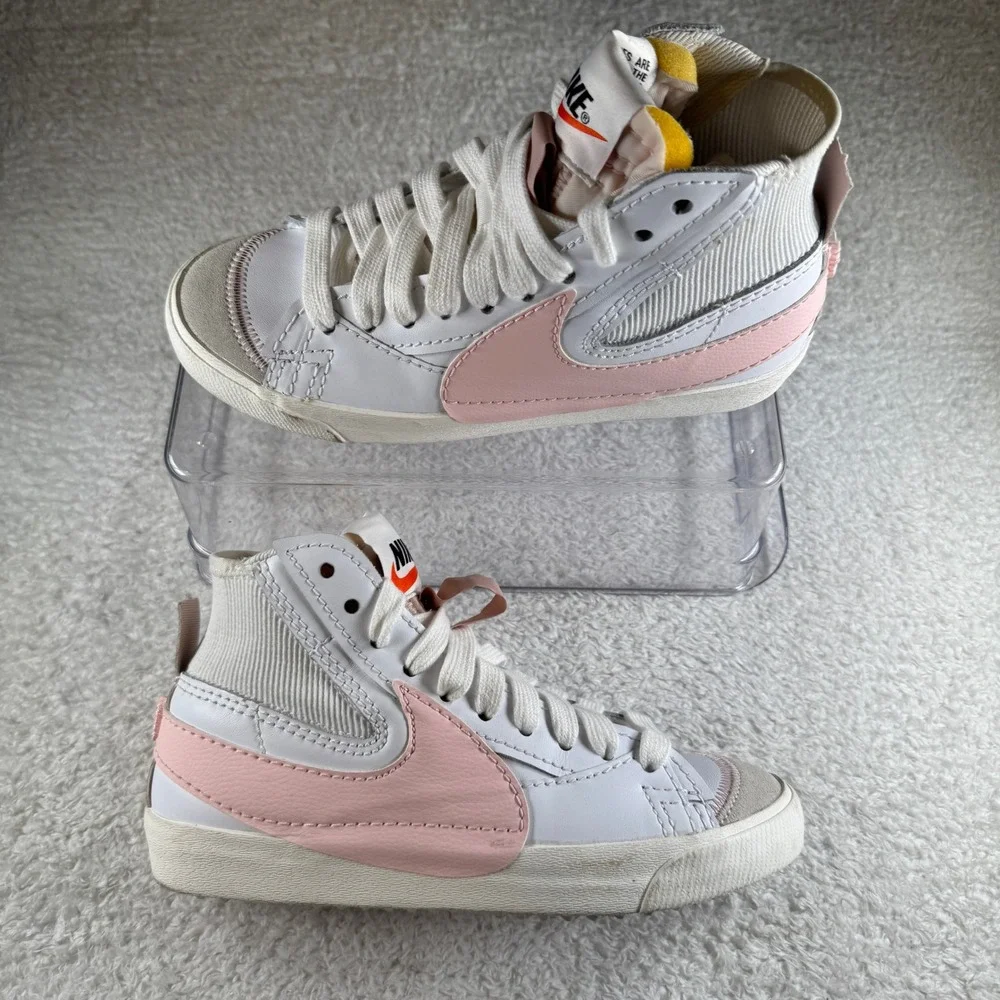 Nike Blazer Mid 77 Jumbo Women 8.5 White Pink Oxford Clean Shoe Sneaker High Top